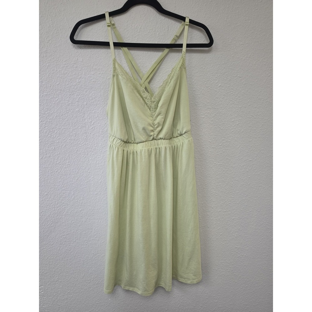 Sleep by Cacique Sleepshirt Dress Size 14/16 Green Solid V-Neck Sleeveless Gown